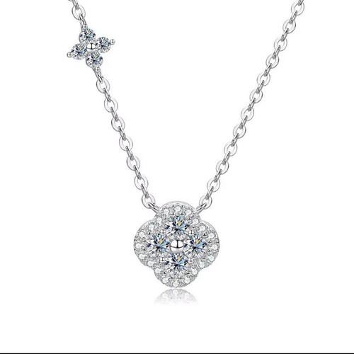 3 Carat Moissanite Clover Necklace with GRA Certificate
