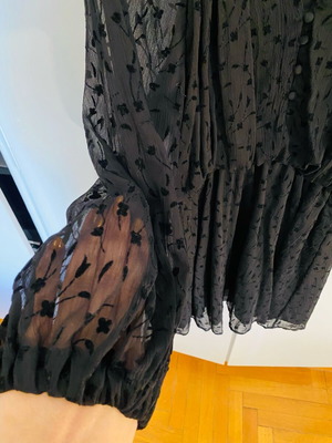 ZARA black dress with transparency and elastic waist like new