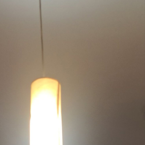 Pendant lights used, pack of 3, yellow with brown patterns