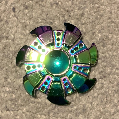 Fridget spinner used, rainbow holographic, with box
