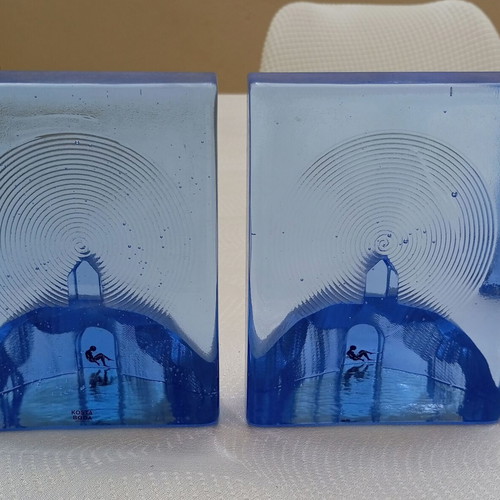 Bertil Vallien Blues Hideout crystal sculptures by Kosta Boda like new