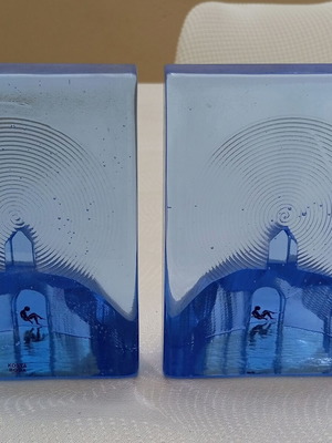 Bertil Vallien Blues Hideout crystal sculptures by Kosta Boda like new