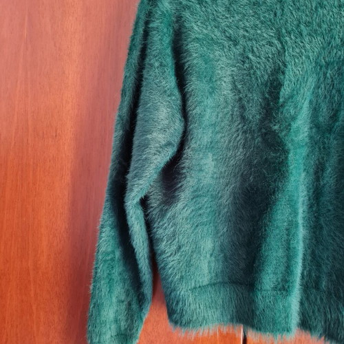 Velour sweater Mango new, small, green, 100% polyamide