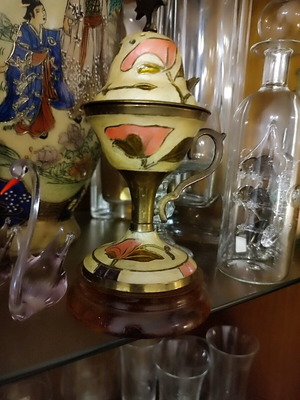 Ecclesiastical incense burner new, bronze with indelible hand painting