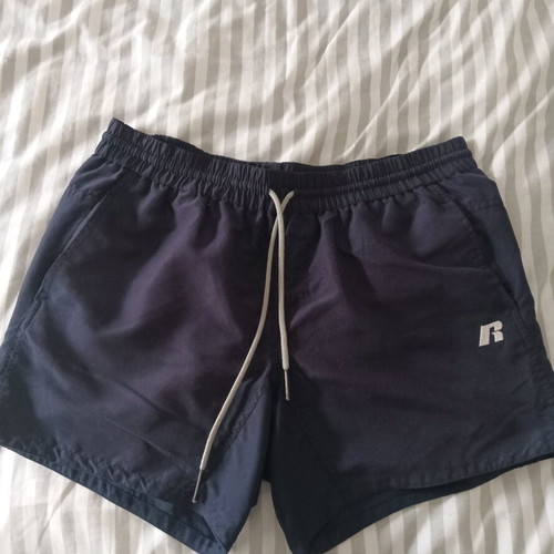 Russell Athletic men's swim shorts large used, blue with pockets