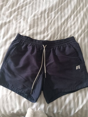 Russell Athletic men's swim shorts large used, blue with pockets