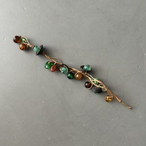 Handmade bracelet with colorful glass beads on cord like new
