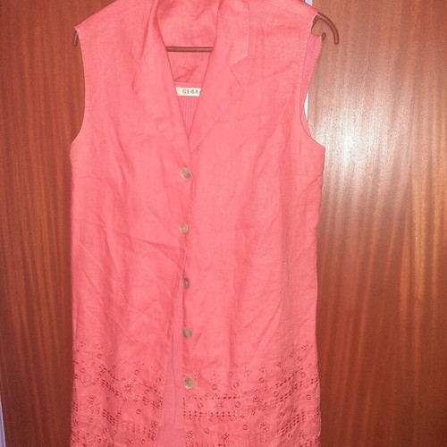 Acme linen shirt and sleeveless blouse set like new, rose color, size Large - XL