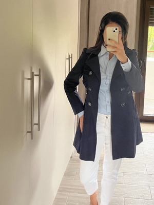 Blue coat used, size M, lightweight for all occasions