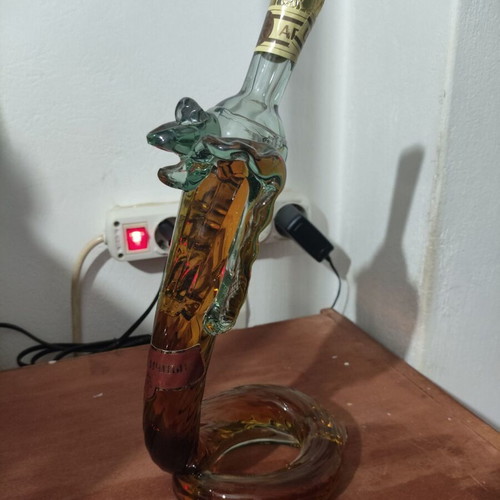 Handmade Glass Decanter with 15-Year-Old Armenian Brandy Cobra Shape
