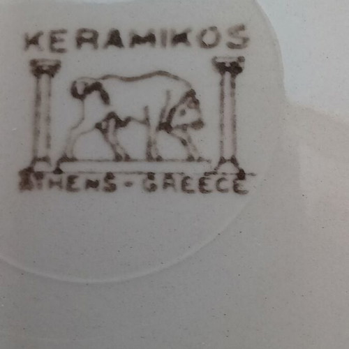 Keramikos set of 6 small plates used, porcelain with romantic design