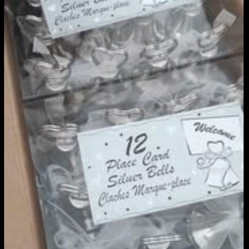 Silver bell card holders new, set of 12