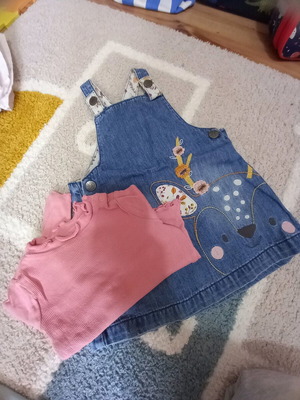 Σετ τζην σαλοπέτα φόρεμα και μπλούζα Mothercare σαν καινούργιο για κορίτσι 9-12Μ