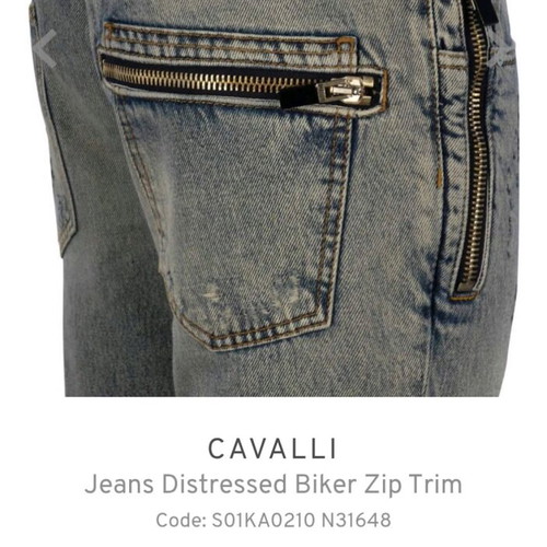 Just Cavalli Men's Distressed Biker Jeans like new, blue, size 32