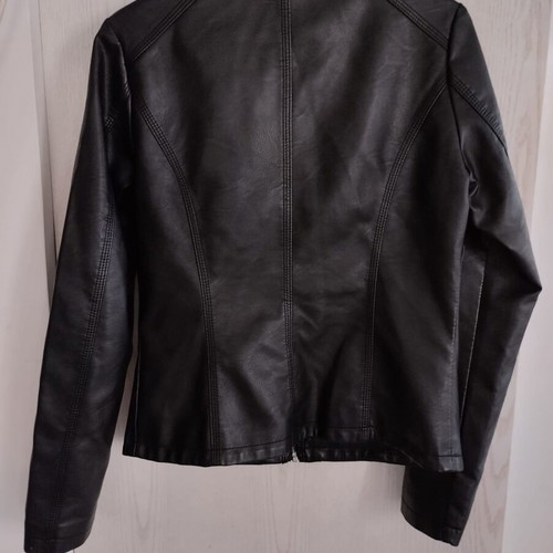 Pink Woman faux leather jacket size M like new, black