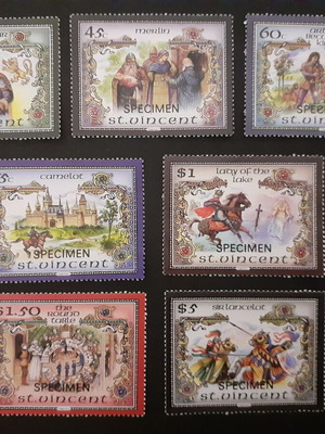 St. Vincent The Legend of King Arthur γραμματόσημα specimen, σετ 7 MNH