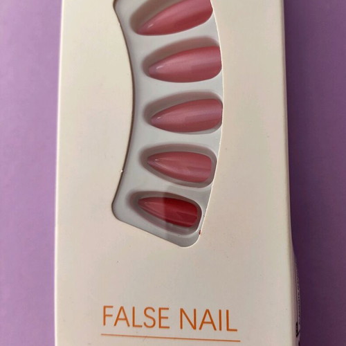 Pink almond cats eye fake nails new, set of 24 pieces