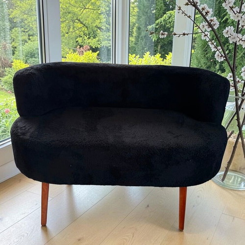 Teddy Bouclé Two-Seater Sofa Black 110x67x70cm New