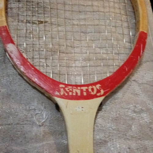 Rackets and cases used, various models including vintage Santos and Wilson