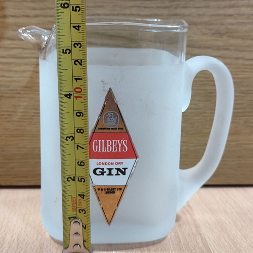 Gilbey's Dry Gin old promotional glass pitcher used