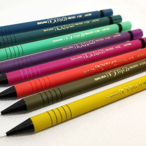 Sakura Nocks mechanical pencils new, complete set of 8, 1980
