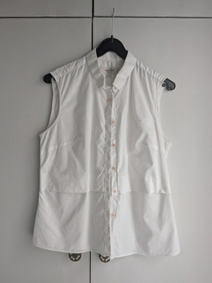 Savile Row sleeveless white cotton shirt