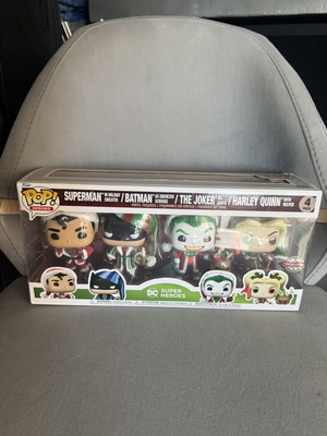 Funko Pop! DC Heroes Holiday πακέτο 4 Superman Batman Joker Harley Quinn σαν καινούργιο