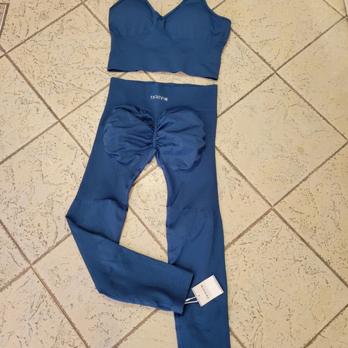 Thrivin Women's Athletic Leggings Set Large Blue New