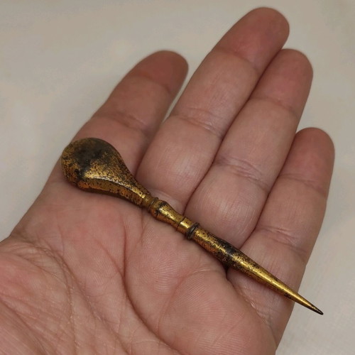 Antique gilded sewing awl used, 19th century