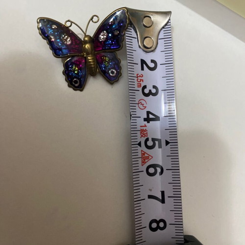 Metal butterfly pin new with iridescent multicolor enamel