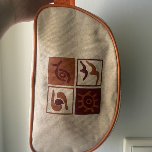 Large zipper travel toiletries pouch H&M like new, beige and orange