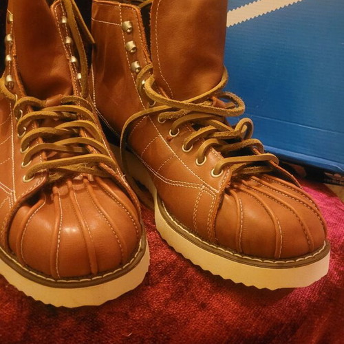 Adidas Super Star leather boots new, brown, size 46