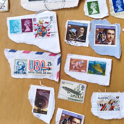 Stamps used, pack of 40, from Australia, England, Liberia