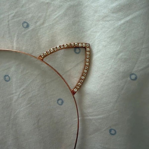 Claire’s kitty headband used, rose gold with silver crystals