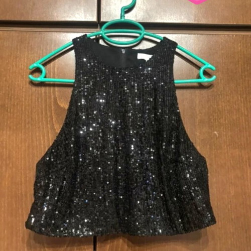 Αμάνικο μαύρο τοπ παγιέτα Zara medium καινούργιο