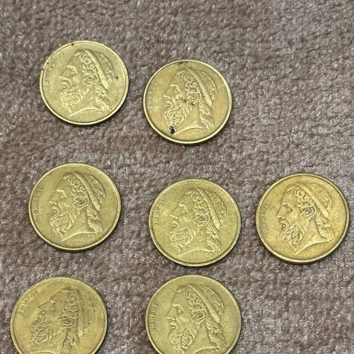 Set of Greek 50 Drachma coins used, collectible