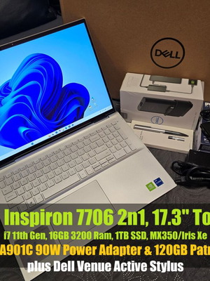 Dell Inspiron 7706 2-in-1 Laptop 17,3" QHD+ Touch i7 16GB 1TB SSD με αξεσουάρ