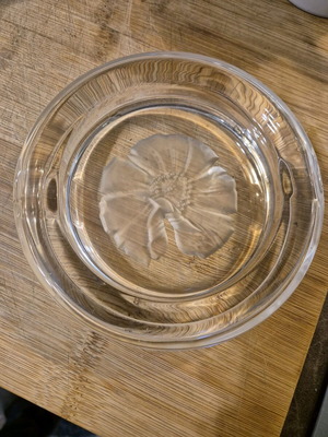 Crystal ashtray used with carved design