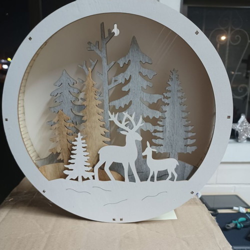Christmas wooden decorations with lights like new