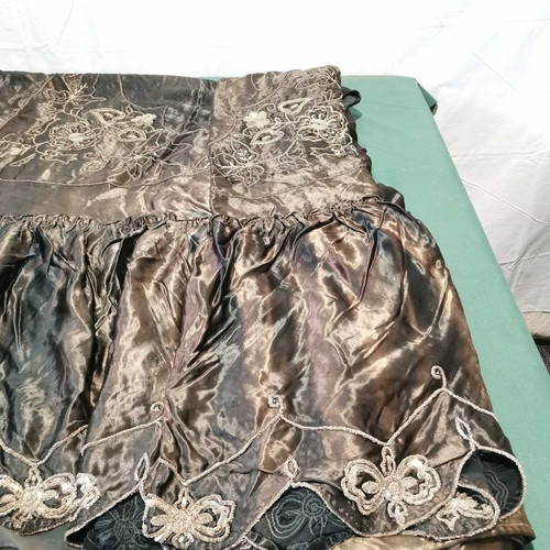 Bedspread for double bed used, black with silver embroidery from 1900