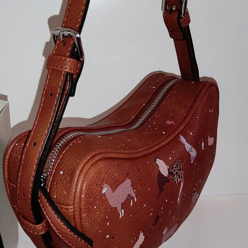 Kem crossbody bag brown new with animal designs and zipper