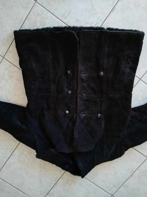 Jacket suede μαύρο με γούνα εσωτερικά μεταχειρισμένο, γνήσιο δέρμα