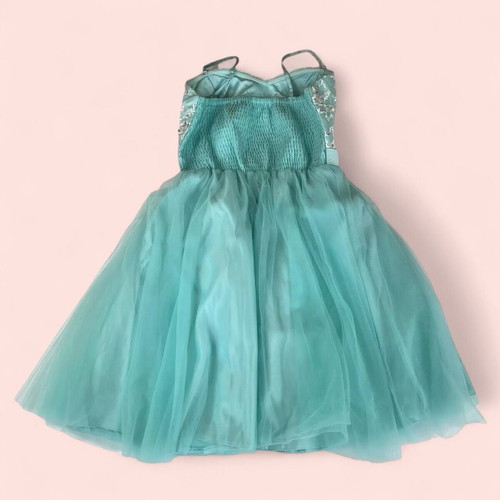 Beaded lace prom party dress turquoise, like new, size M-L