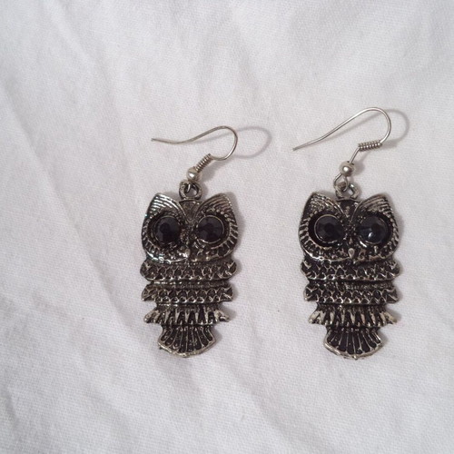 Owl earrings like new, silver