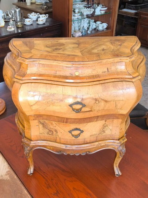 Italian antique bombe chest with olive veneer, early 20th century