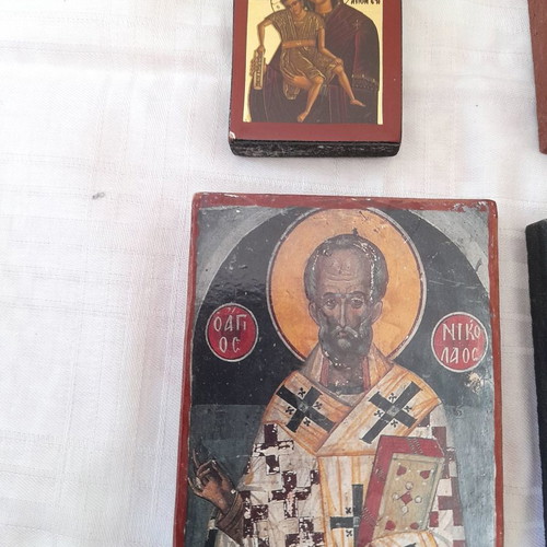 Religious icons used, set of 4 with saints