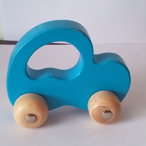 Blue wooden baby car used
