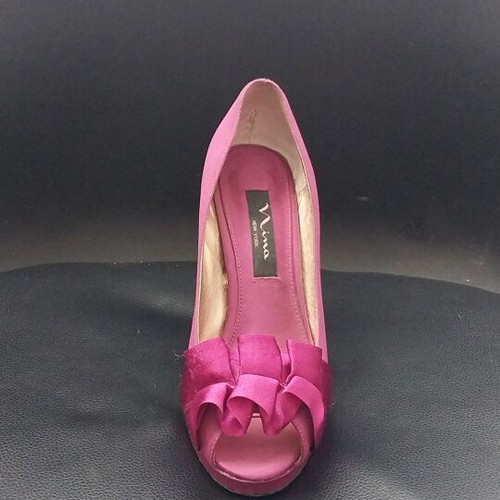 Nina New York satin peep-toe pumps with bow fuchsia like new, size 36