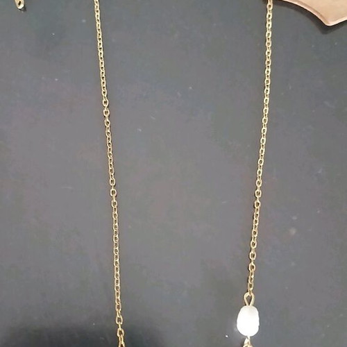 Goodluck handmade necklace new with pearls white and gold