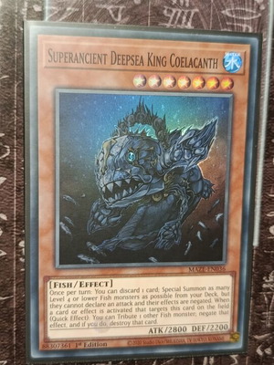 Superancient Deepsea King Coelacanth Yu-Gi-Oh! card like new with Ultra Pro sleeve